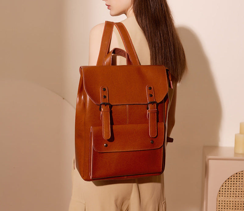 Leather Backpack Wear-Resistant Cowhide Bag