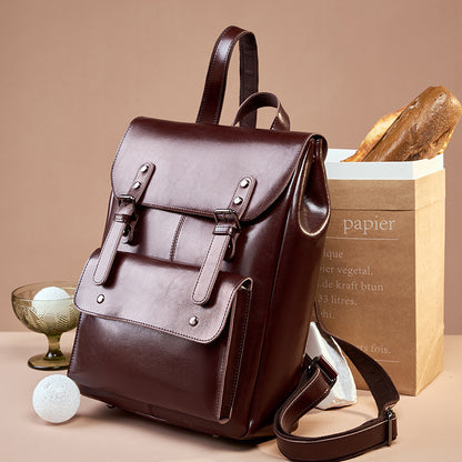 Leather Backpack Wear-Resistant Cowhide Bag
