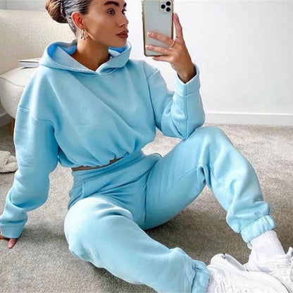 Hooded Pullover Knit Sweatshirt Casual Solid Color Polyester Cotton Hoodie – Autumn Winter Regular Fit”