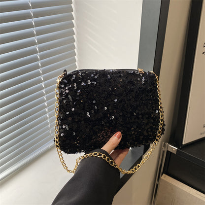 Contrast Color Sequined Underarm Bag  Versatile Shoulder Purse
