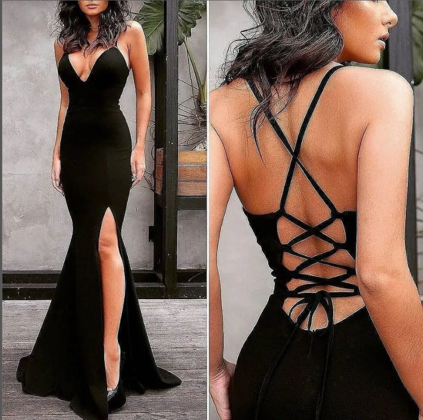 Black Sleeveless Sling Maxi Dress – Sexy Style