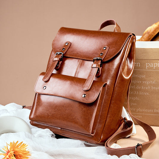 Leather Backpack Wear-Resistant Cowhide Bag