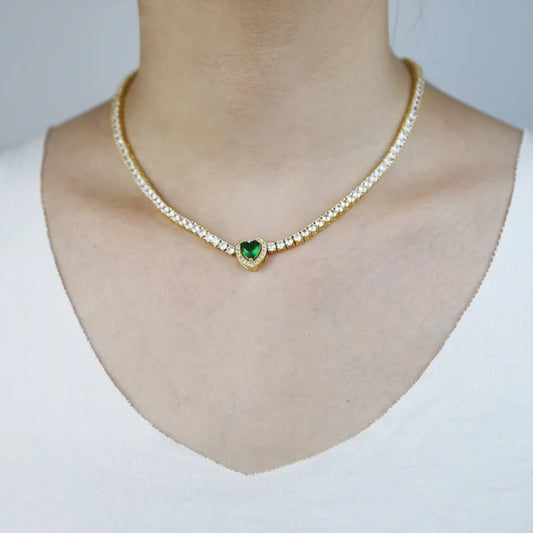 Gold Plated  Women – Colorful Heart Charm, Luxury Fashion Jewelry