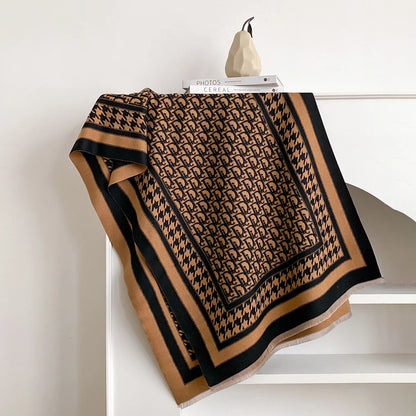 Elegance Houndstooth Two-Sided Print Scarf