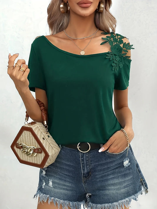 Off-Shoulder Lace Stitching Top