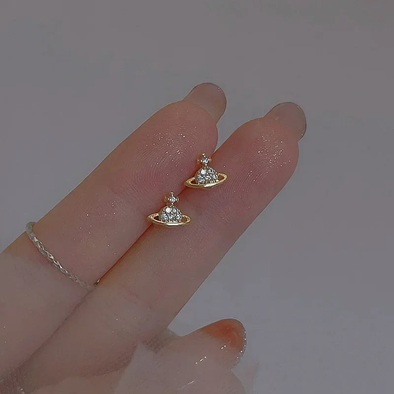 Zircon Stud Earrings Luxury Piercing