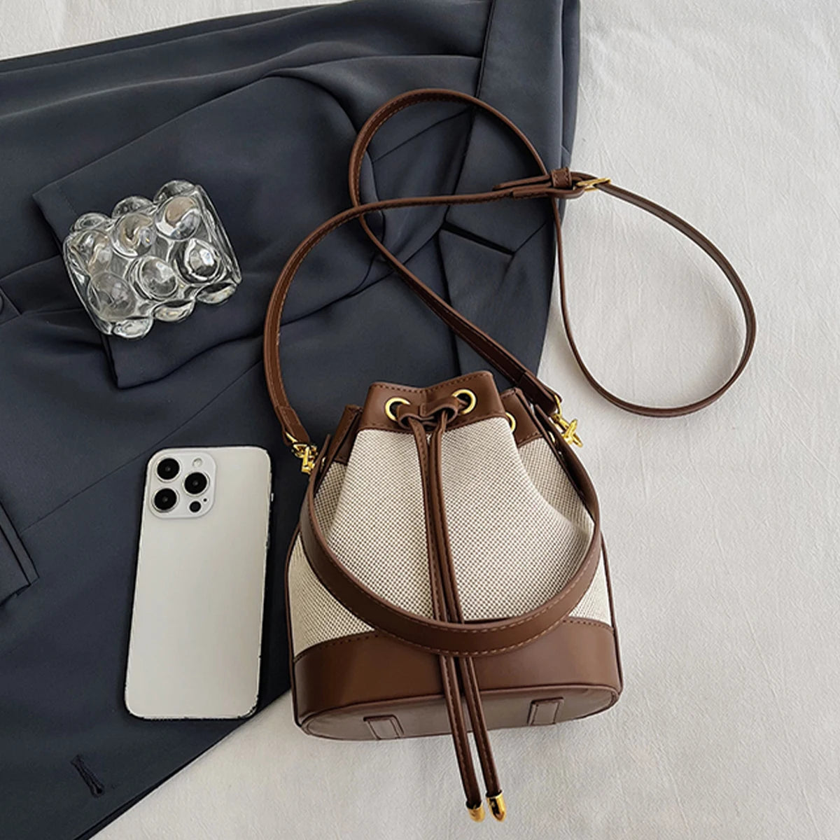 Vintage Quilted  Lightweight Bucket Bag