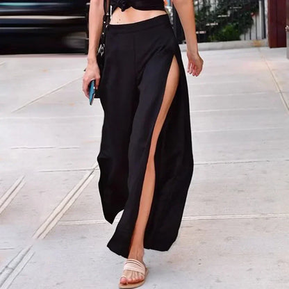 Women’s High Waist Wide Leg Chiffon Pants – Loose Fit