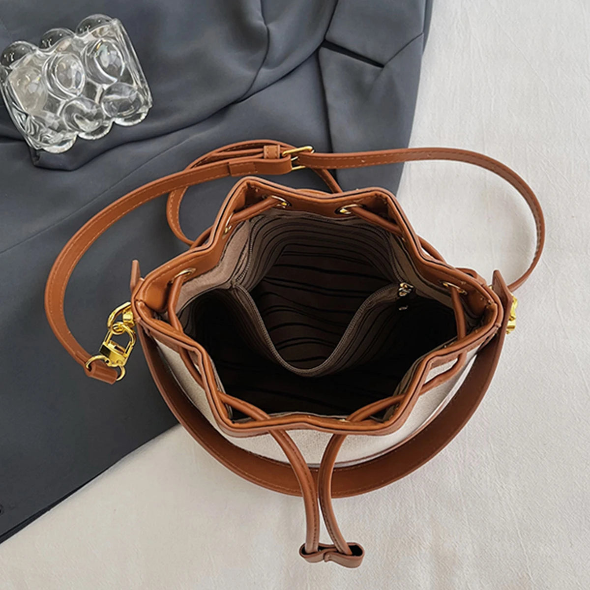 Vintage Quilted  Lightweight Bucket Bag