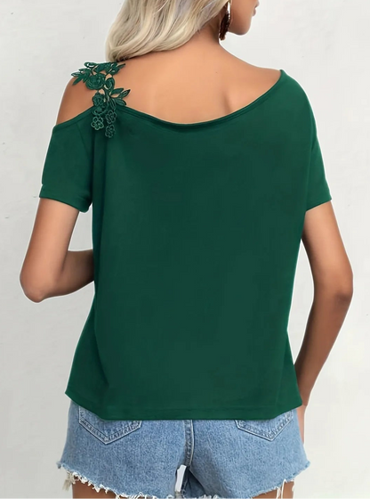 Off-Shoulder Lace Stitching Top