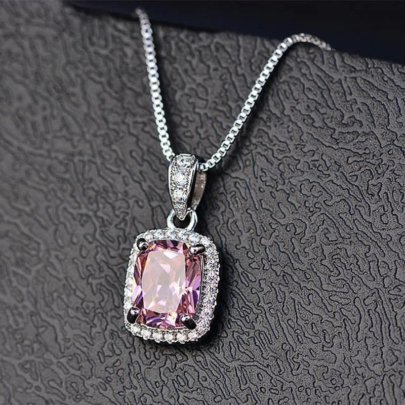 Geometric Pendant Necklace with Cubic Zirconia – Fashion Jewelry for Brides and Parties