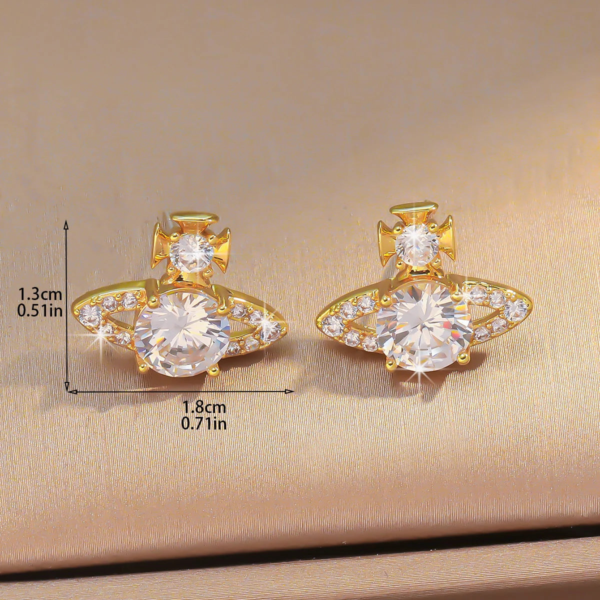 Saturn Crystal Stud Earrings Sparkling Unique