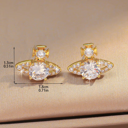 Saturn Crystal Stud Earrings Sparkling Unique