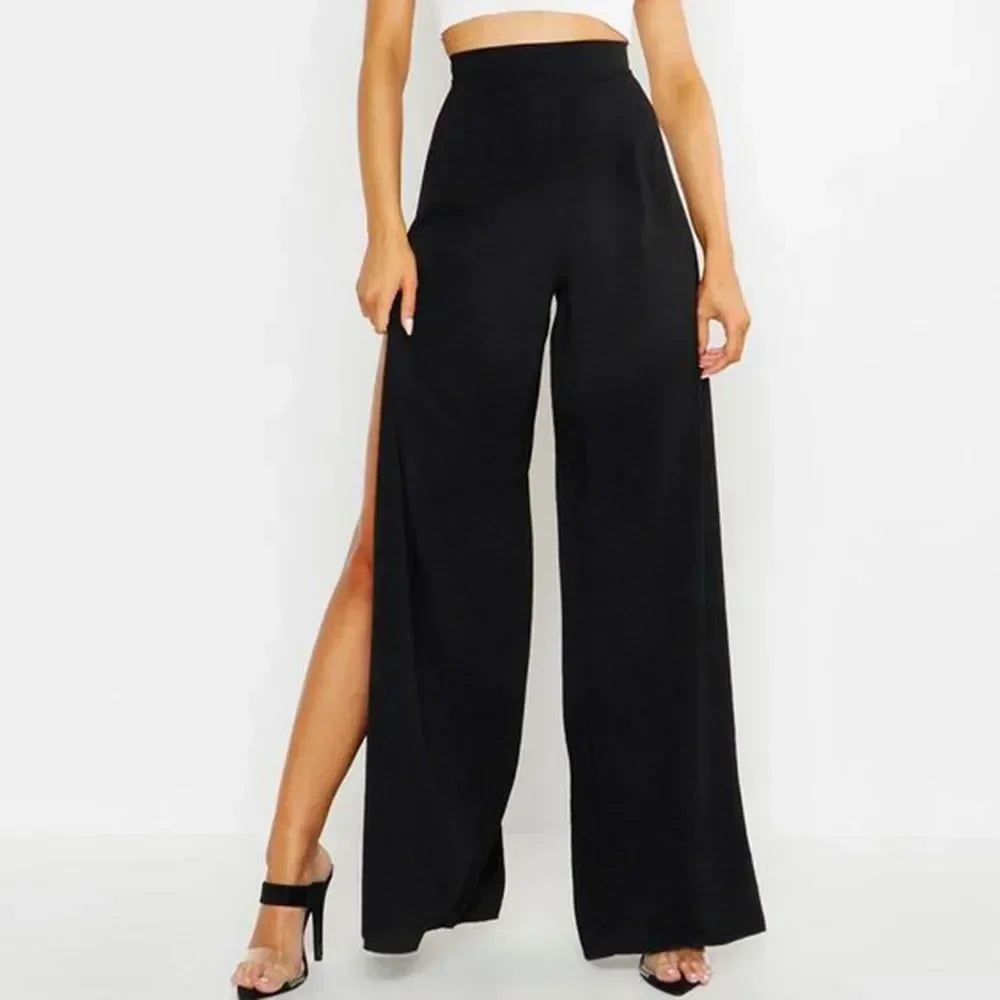 Women’s High Waist Wide Leg Chiffon Pants – Loose Fit