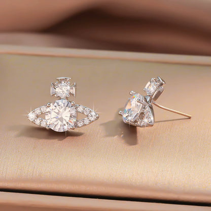 Saturn Crystal Stud Earrings Sparkling Unique