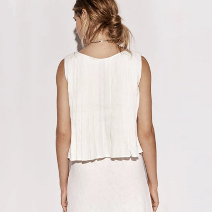 Tossy White Bandage Ribbed Tank Top Shirts For