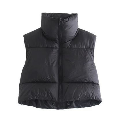 Stand-Up Collar Quilted Sleeveless Jacket