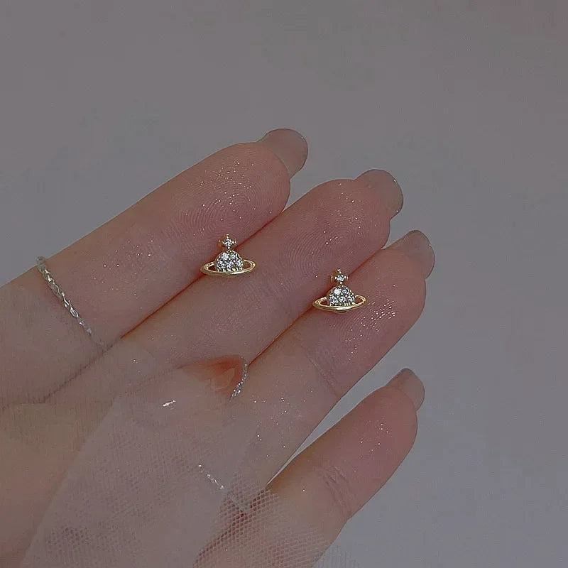 Zircon Stud Earrings Luxury Piercing