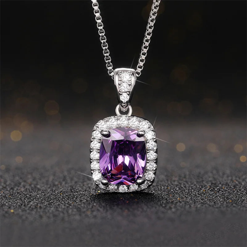 Geometric Pendant Necklace with Cubic Zirconia – Fashion Jewelry for Brides and Parties