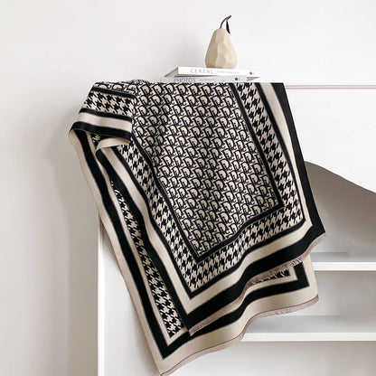 Elegance Houndstooth Two-Sided Print Scarf