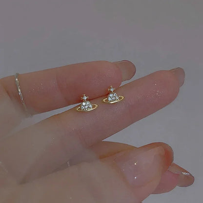 Zircon Stud Earrings Luxury Piercing