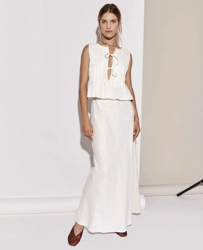 Tossy White Bandage Ribbed Tank Top Shirts For
