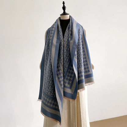 Elegance Houndstooth Two-Sided Print Scarf