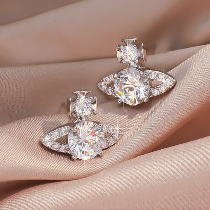 Saturn Crystal Stud Earrings Sparkling Unique