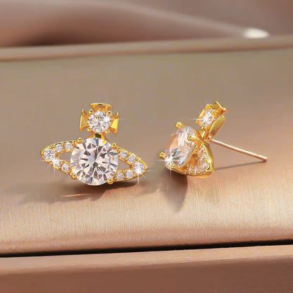Saturn Crystal Stud Earrings Sparkling Unique