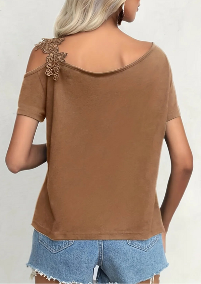 Off-Shoulder Lace Stitching Top