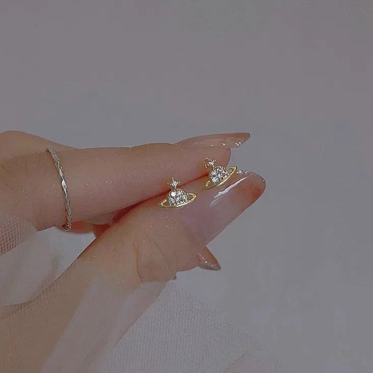 Zircon Stud Earrings Luxury Piercing