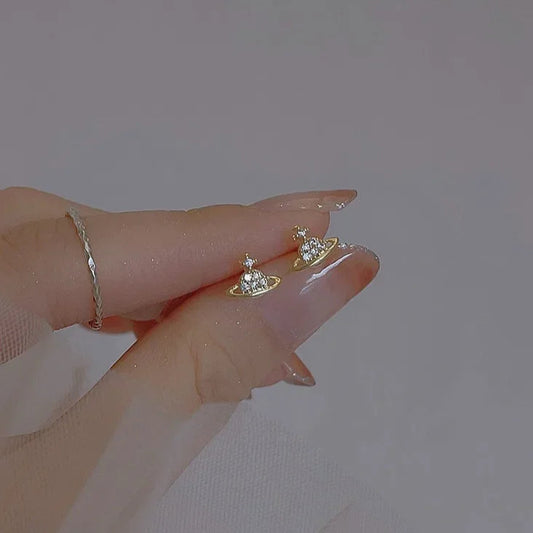 Zircon Stud Earrings Luxury Piercing