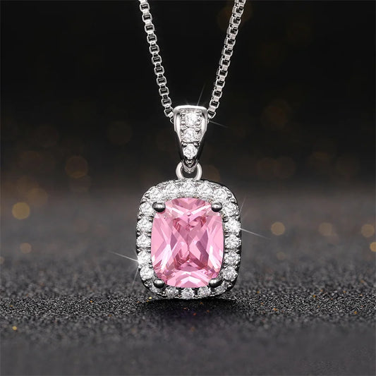 Geometric Pendant Necklace with Cubic Zirconia – Fashion Jewelry for Brides and Parties