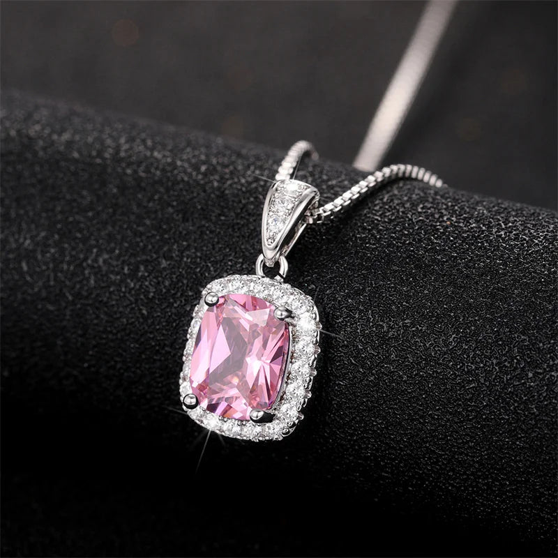 Geometric Pendant Necklace with Cubic Zirconia – Fashion Jewelry for Brides and Parties