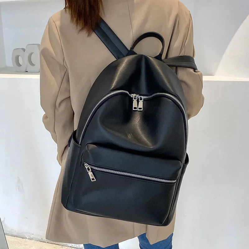 Soft Leather Backpack Large Capacity