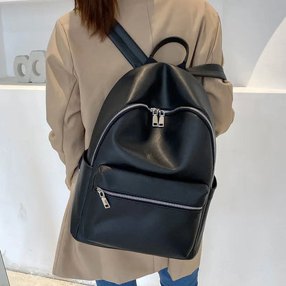 Soft Leather Backpack Large Capacity