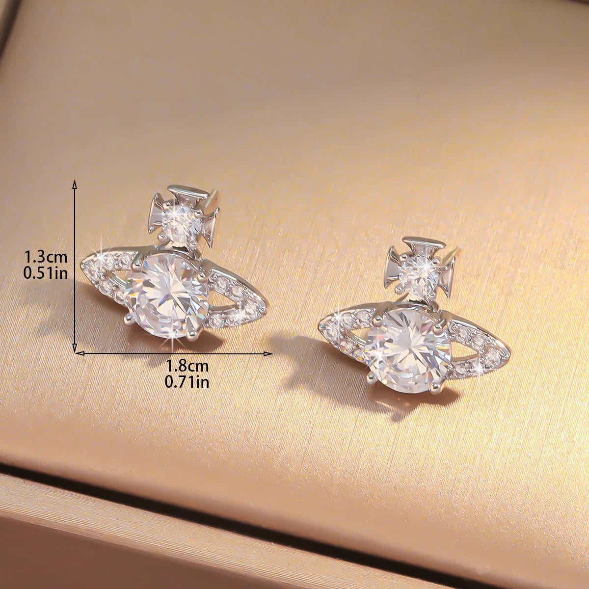 Saturn Crystal Stud Earrings Sparkling Unique