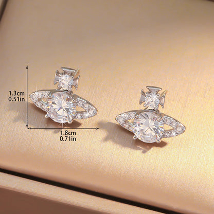 Saturn Crystal Stud Earrings Sparkling Unique