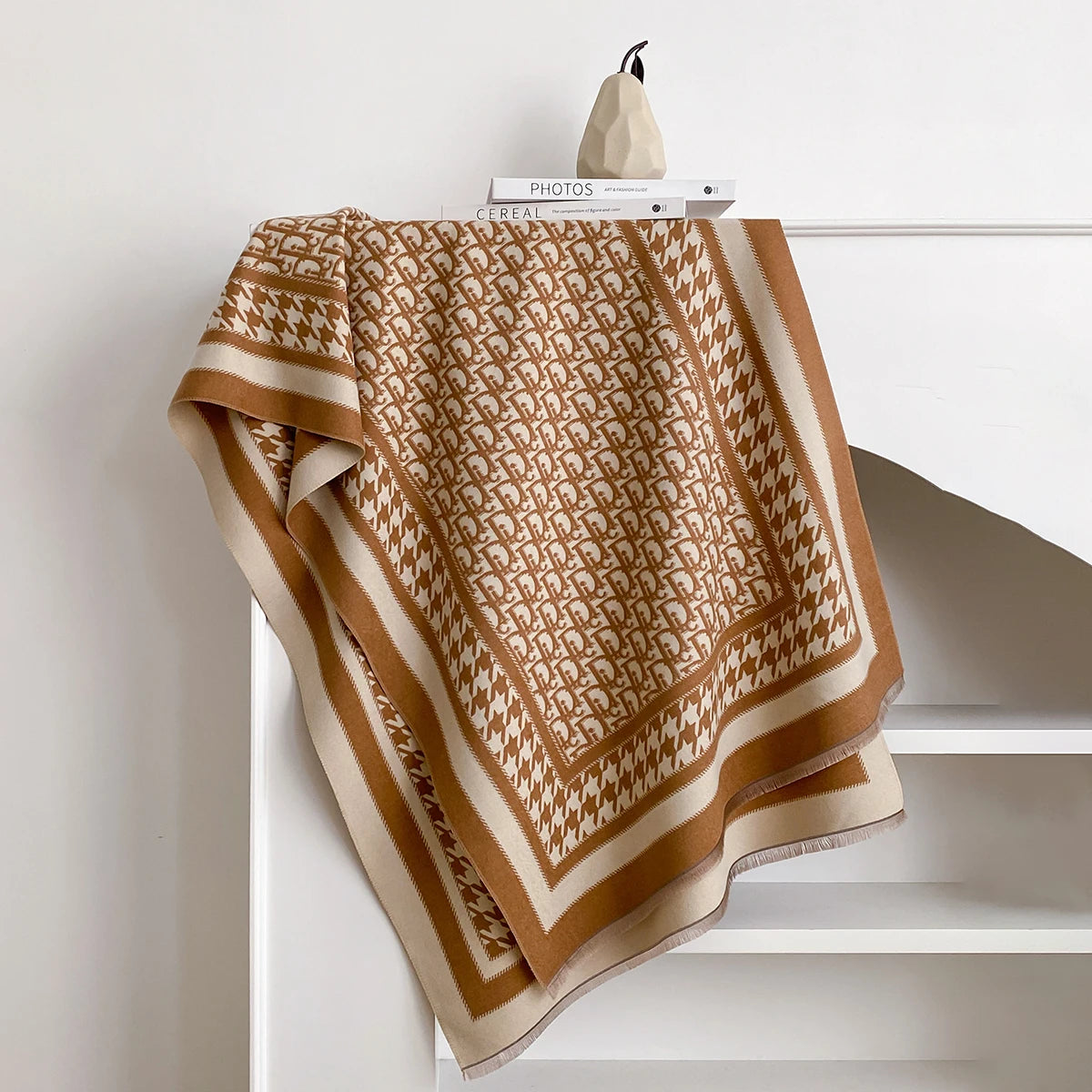 Elegance Houndstooth Two-Sided Print Scarf