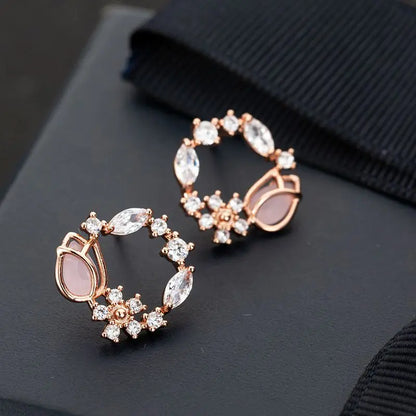 Flower & Butterfly Zircon Stud Earrings