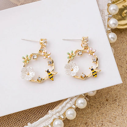 Flower & Butterfly Zircon Stud Earrings