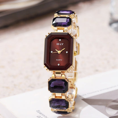 Colorful Square Watch Niche High-Grade Steel Belt Timepiece