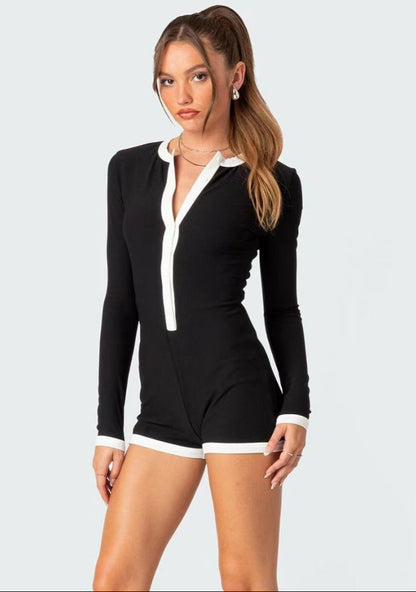 Hip-Raise Long-Sleeve Jumpsuit