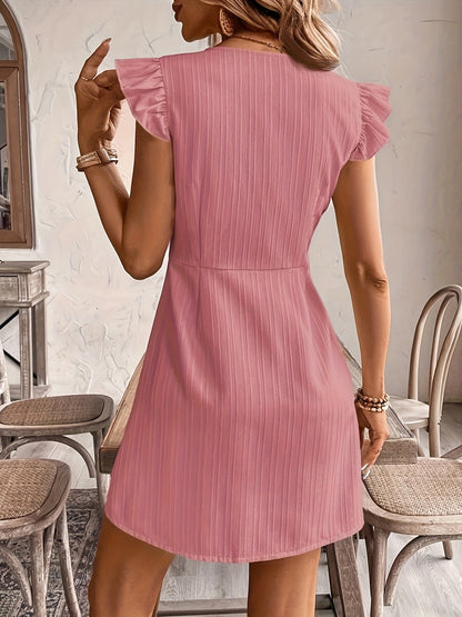 Elegant Slim Fit V-Neck Flounce Dress