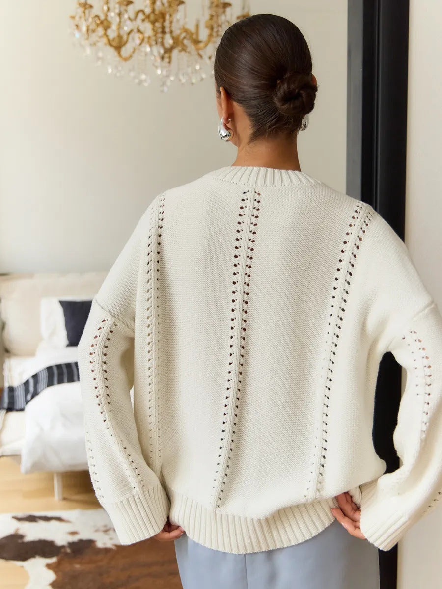 Loose Round Neck Sweater Casual Idle Style Knit