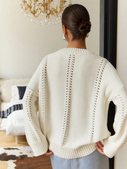 Loose Round Neck Sweater Casual Idle Style Knit