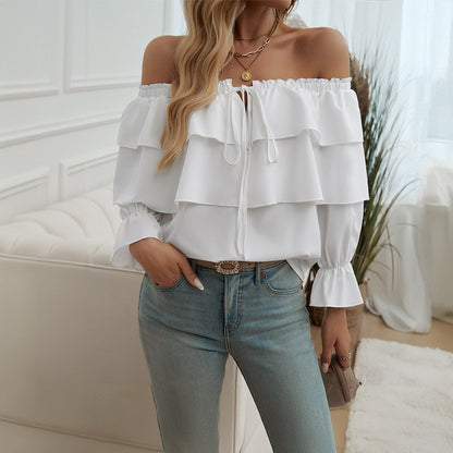 Pullover Off-shoulder Sleeves Top Loose Shoulder Top