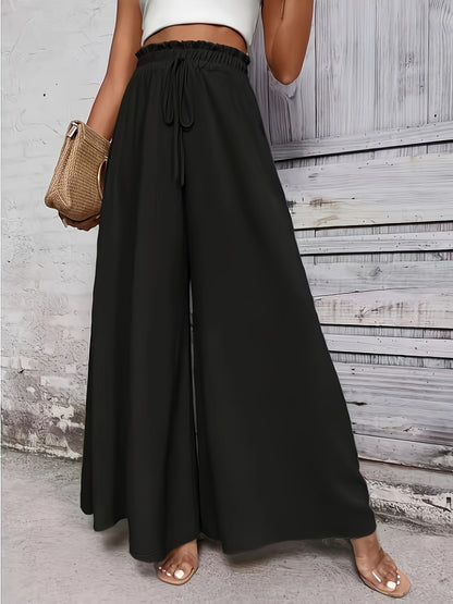 Casual Wide Leg Drawstring Pants – Long Length