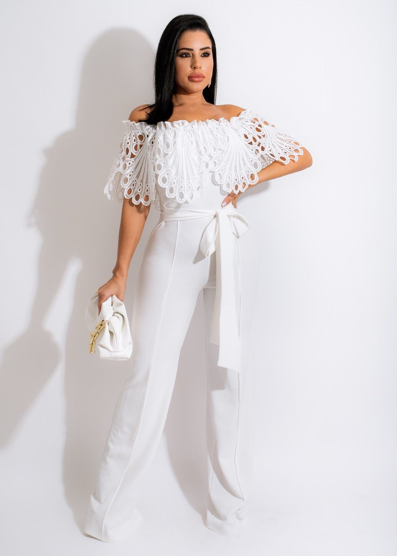 Ruffled Belt Slim Fit Jumpsuit