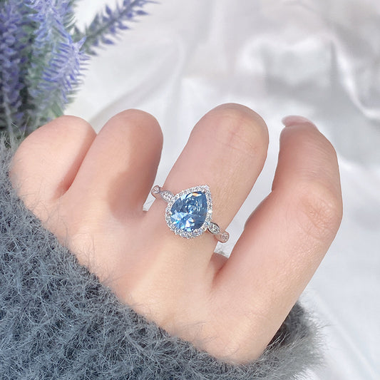 925 Silver Teardrop Ring – Elegant Waterdrop Design